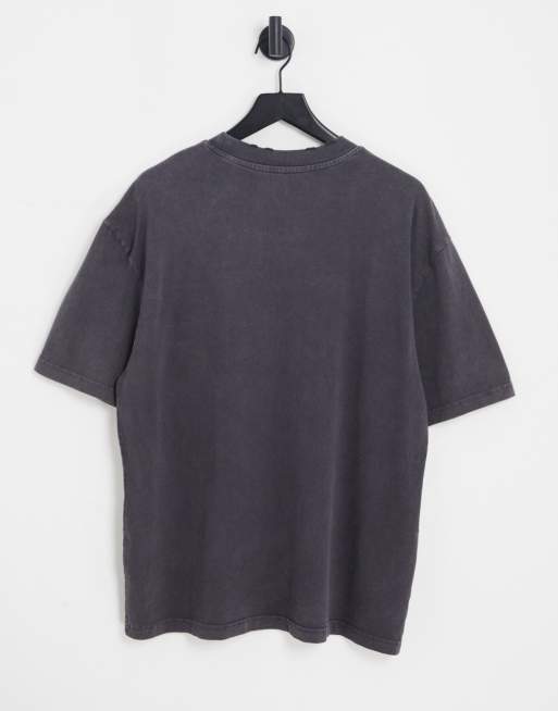 River Island – T-Shirt in Grau mit floralem Totenkopf-Print, 2 von 4