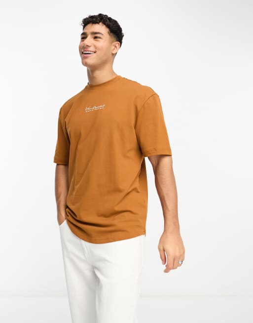 River Island - T-shirt in piqué marrone