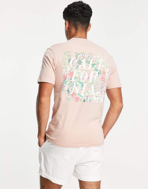 River Island T Shirt in Rosa mit floralem California Print auf