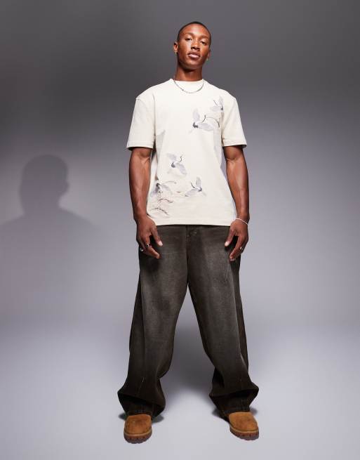 River Island – T-Shirt in Weiß mit Kranich-Stickerei, 3 von 4