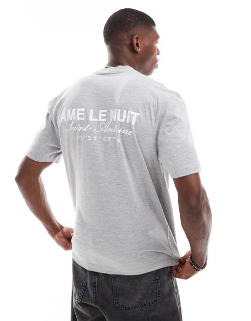 River Island - T-shirt met 'Âme le nuit' logo in grijs