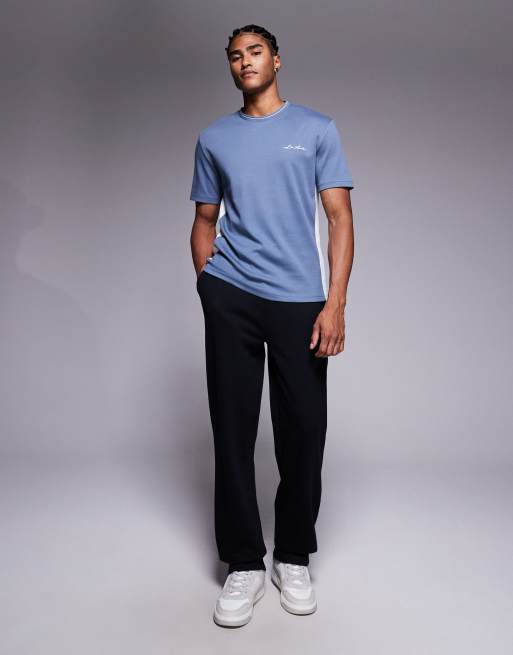 River Island - T-shirt met contrasterend randje in oudblauw, 2 van 5