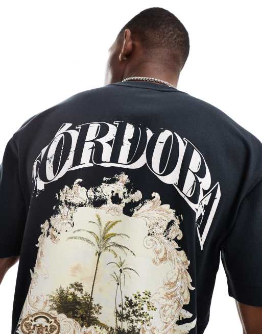River Island - T-shirt met Córdoba-print in zwart