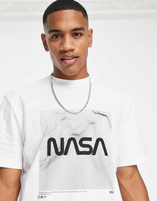 River Island - T-shirt met korte mouwen en NASA-print in wit