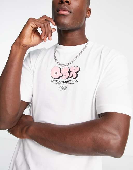River Island - T-shirt met logoprint op de borst in wit