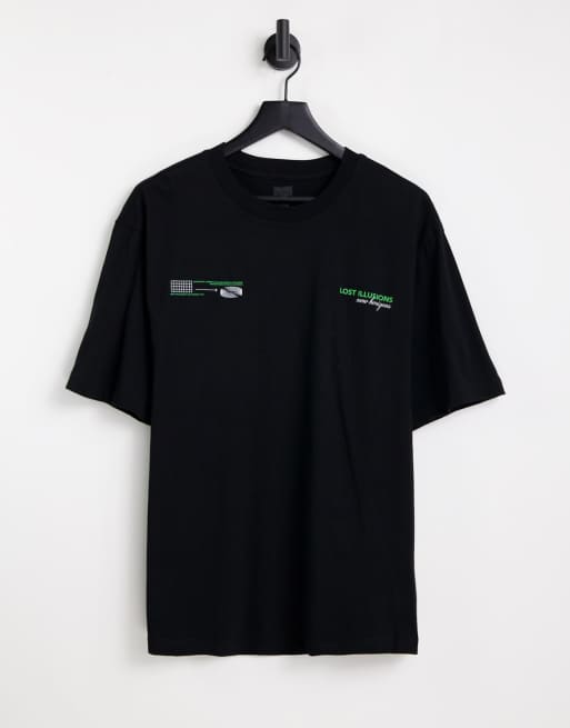 River Island - T-shirt met Lost illusions-print in zwart