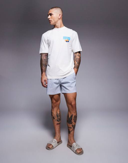 River Island - T-shirt met normale pasvorm en sardientjesprint in ecru, 2 van 5