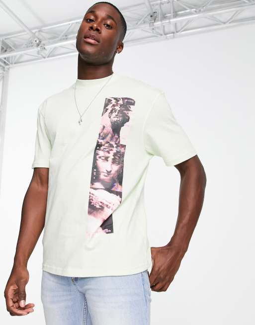 River Island - T-shirt met Renaissance-print in groen