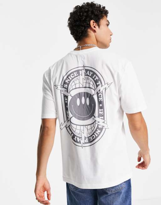 River Island - T-shirt met smile-print in wit 