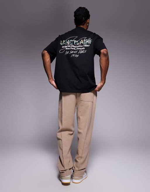 River Island - T-shirt nera con stampa "Sanctuaire" mimetica, 2 di 5