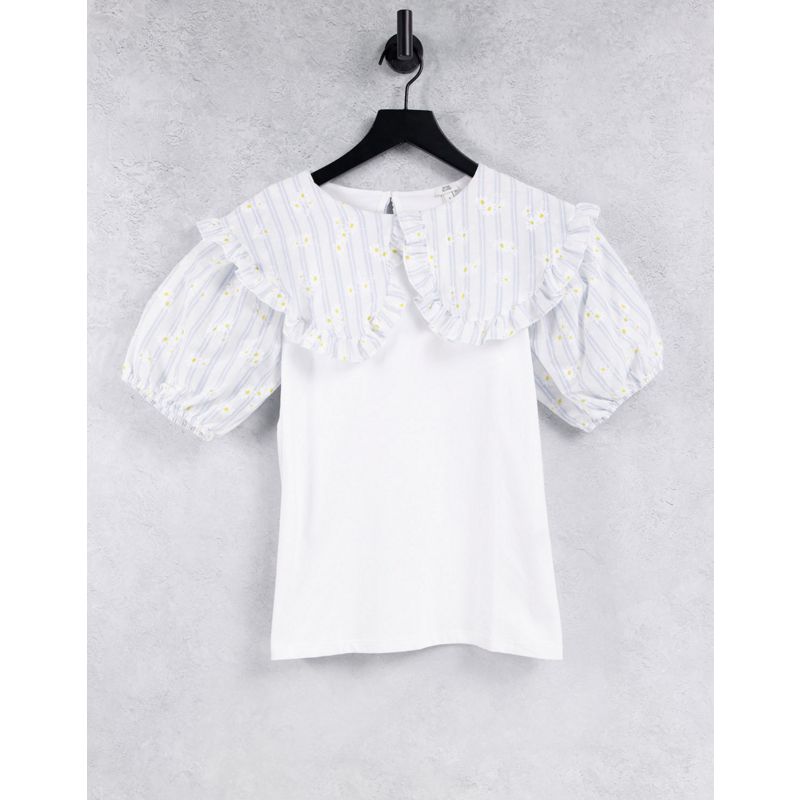 T-shirt e Canotte 1nvbP River Island - T-shirt oversize bianca a quadretti con colletto