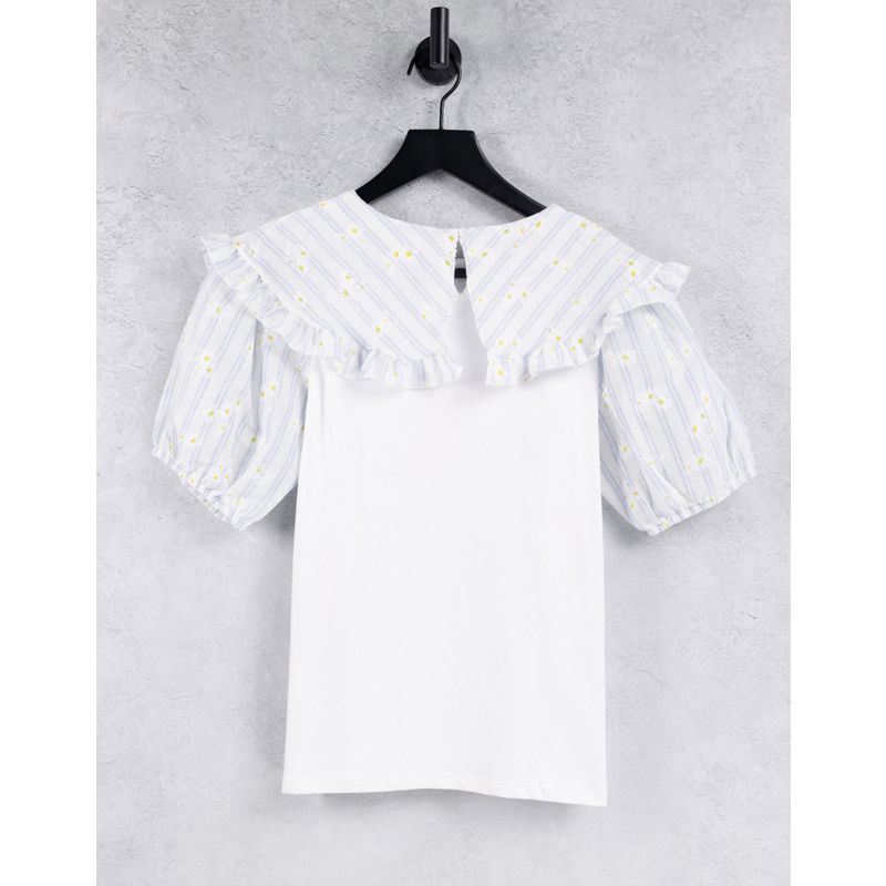 T-shirt e Canotte 1nvbP River Island - T-shirt oversize bianca a quadretti con colletto