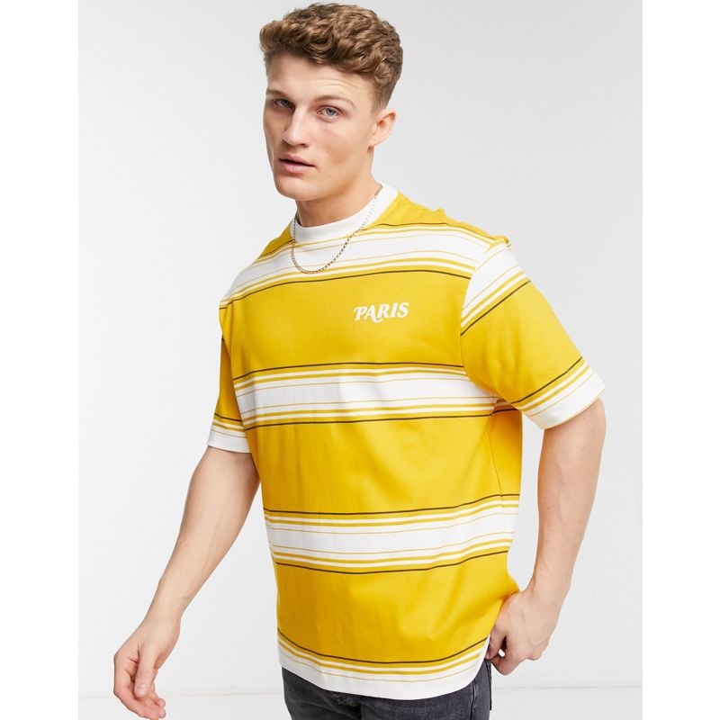 Uomo T-shirt e Canotte River Island - T-shirt oversize gialla a righe