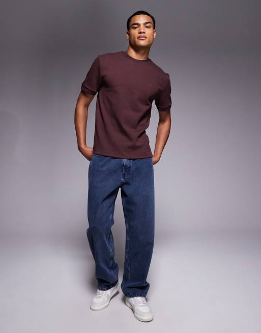 River Island - T-shirt rosso scuro in tessuto scuba , 2 di 5