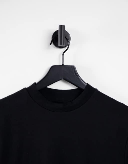 River Island - T-shirt slim accollata nera, 3 di 4