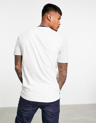 Homme River Island - T-shirt slim texturé coupe carrée - Blanc et gris clair
