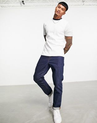 Homme River Island - T-shirt slim texturé coupe carrée - Blanc et gris clair