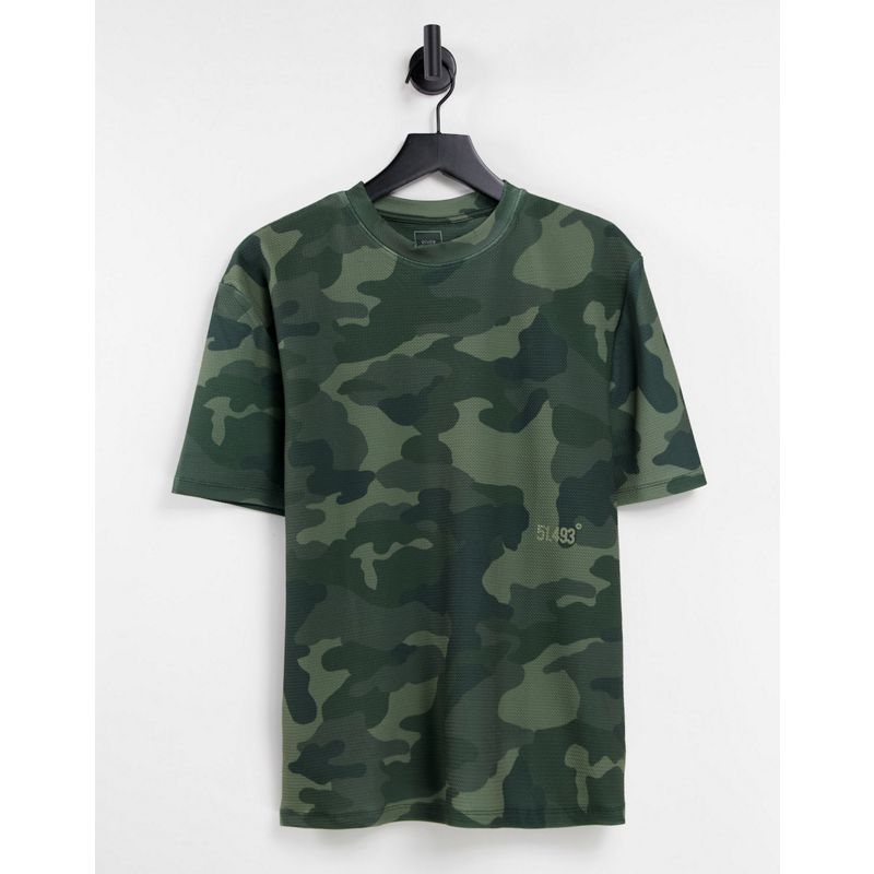 Uomo GID2F River Island - T-shirt verde regular fit mimetica