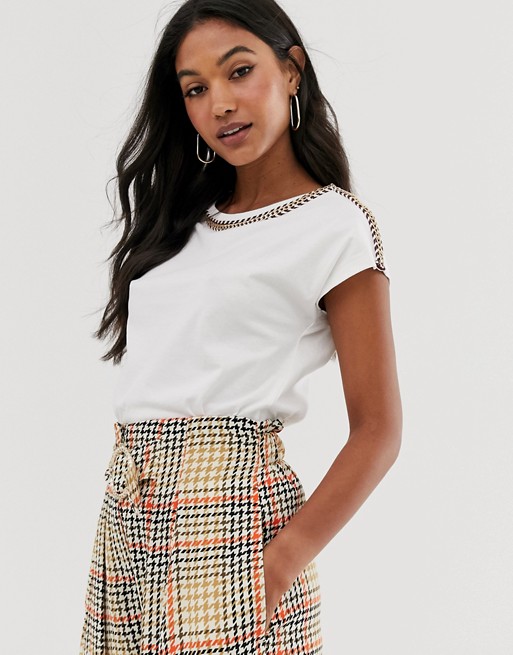 River Island t-shirt with chain detail in white