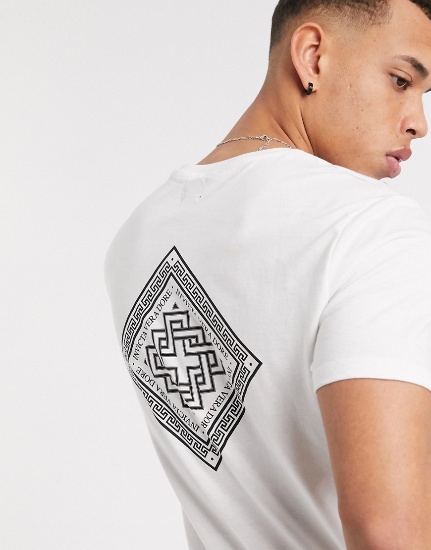 River Island t-shirt with diamond back print in white