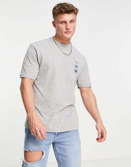 River Island t-shirt with icon embroidery in gray