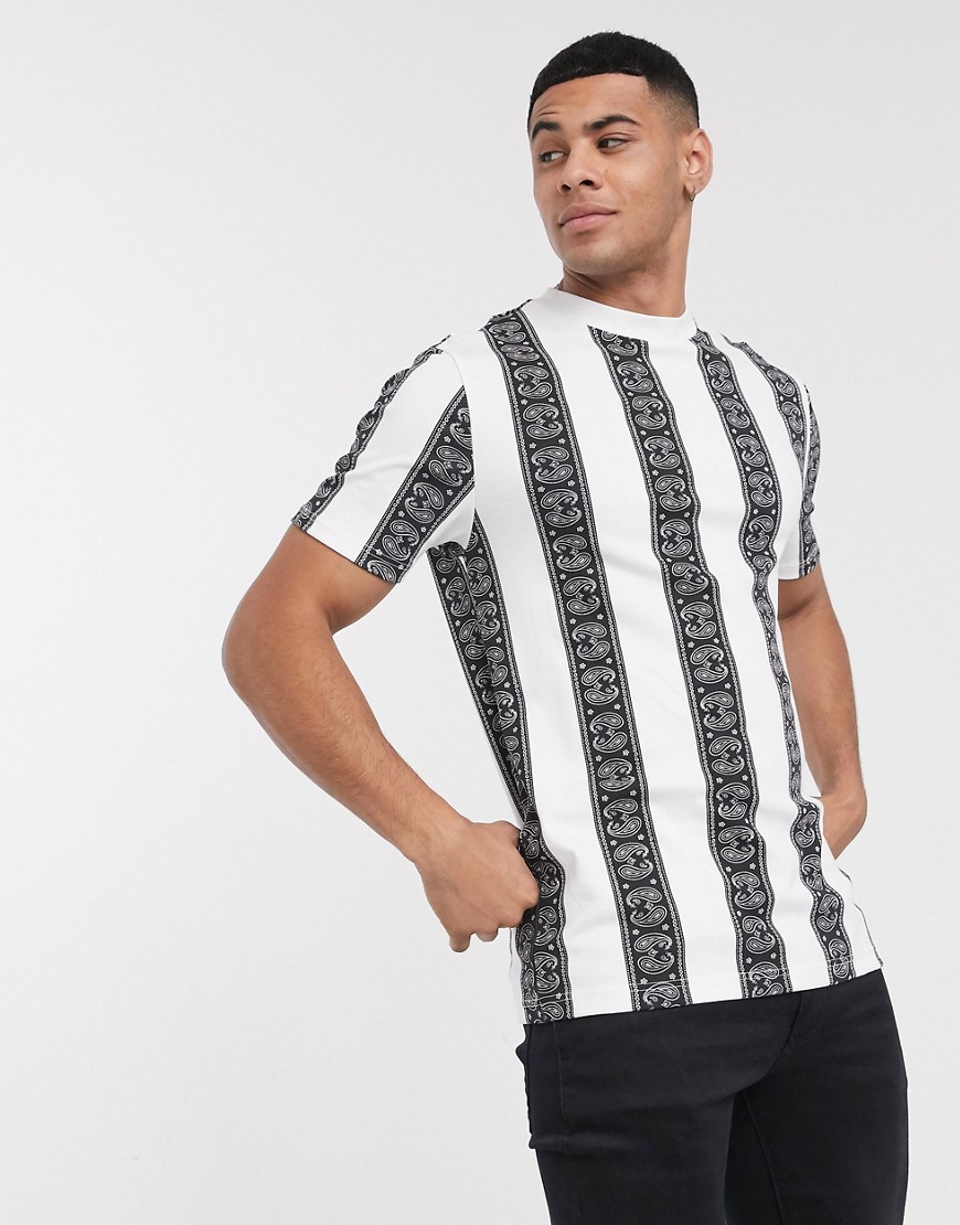 River Island t-shirt with paisley stripe in black