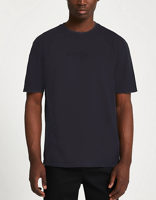 River Island t-shirt with Paris logo in washed black