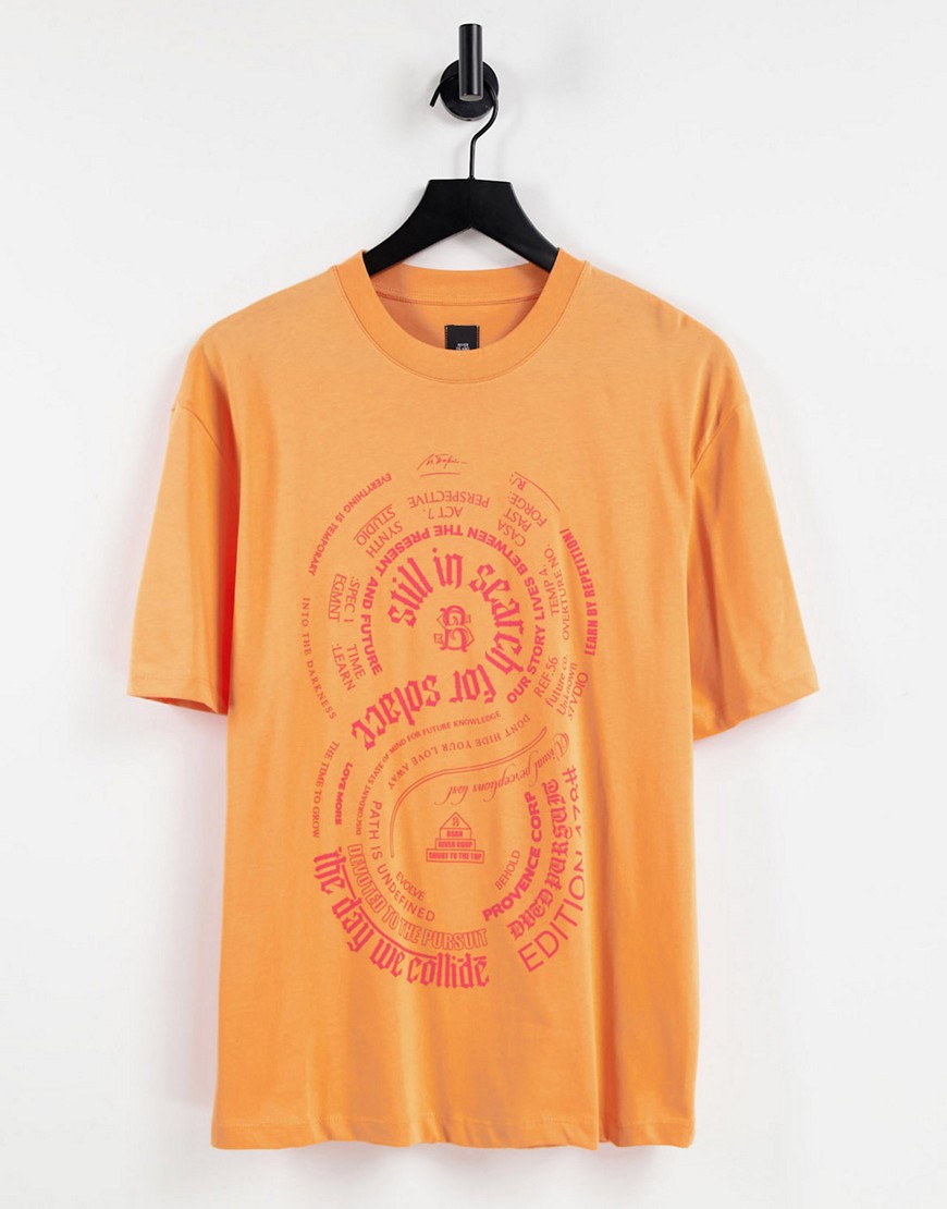 River Island t-shirt with solance print in neon orange