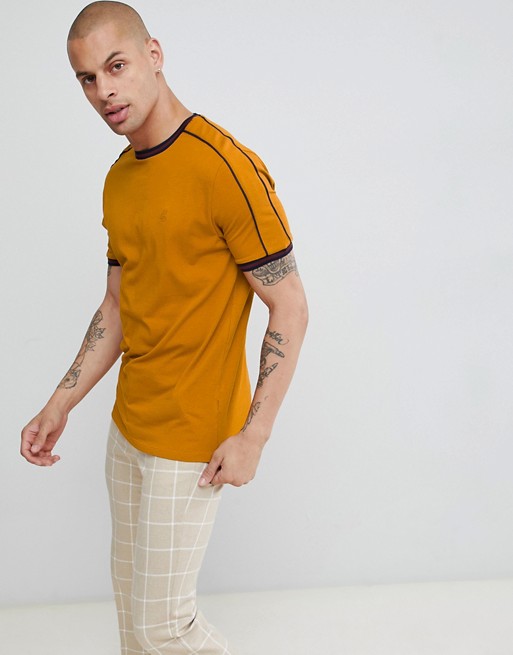 River Island t-shirt with tape detail in amber