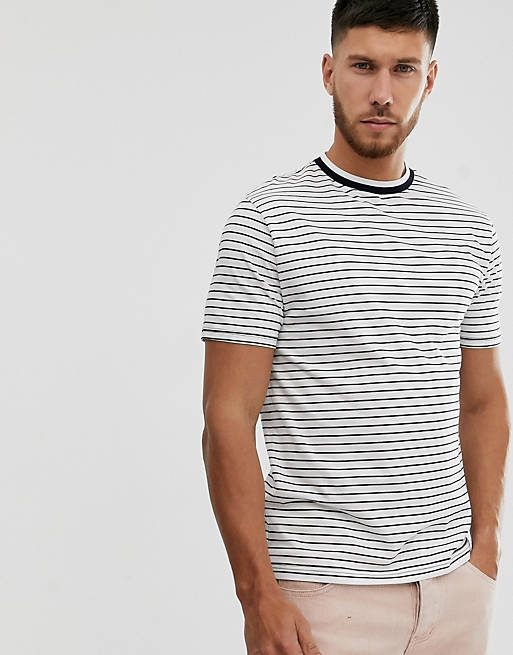 River Island t-shirt with white & black horizontal stripe | ASOS