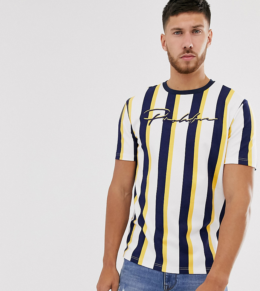 River Island t-shirt with yellow stripe-White