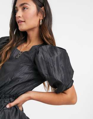 River Island taffetta peplum top in black ASOS