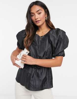 river island black peplum top