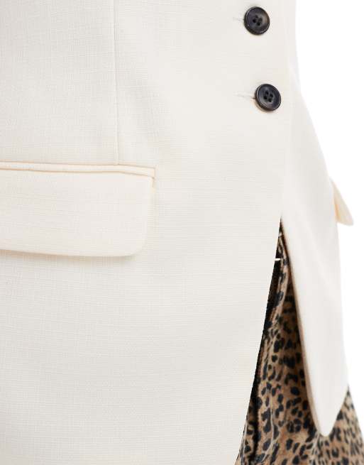 River Island – Taillierte lange Weste in Creme, 4 von 4