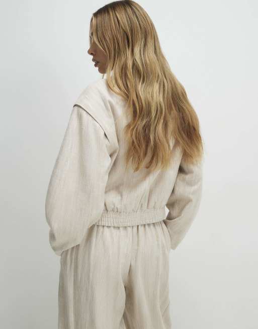 River Island Tailobomber jacket in stone, 4 of 4