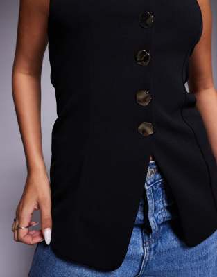 River Island Tux Tailored Bandeau Top In Black