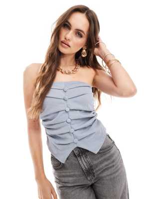 River Island Tailored Bandeau Top In Blue