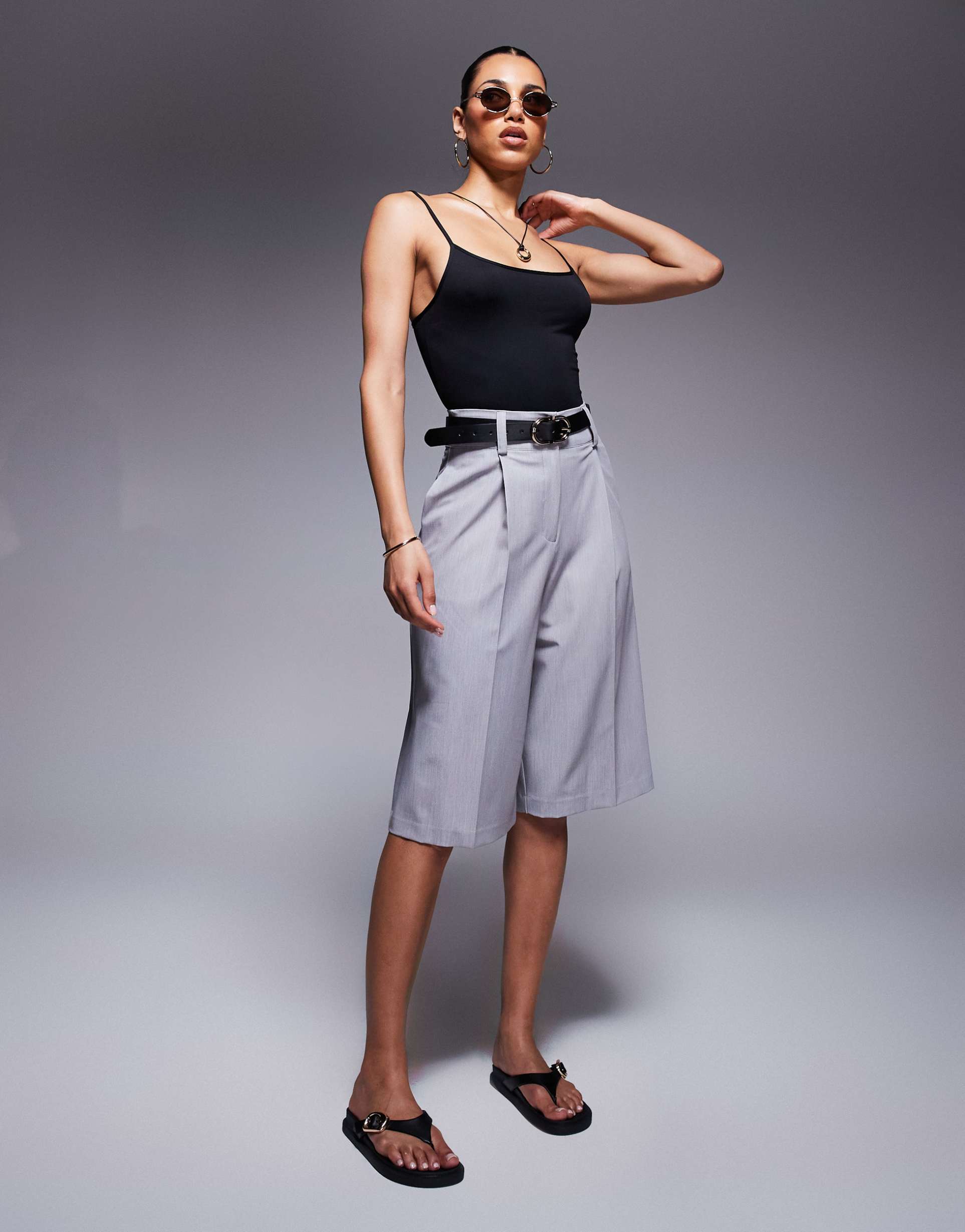 river island tailored bermuda shorts in gray