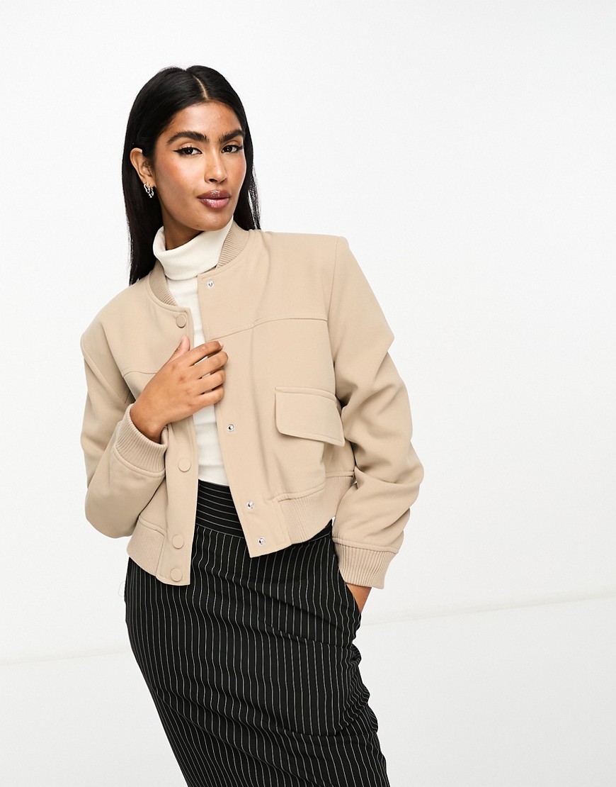 River Island Tailored Bomber Jacket in Brown