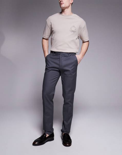 River Island tailored chino pants in grey - view 1