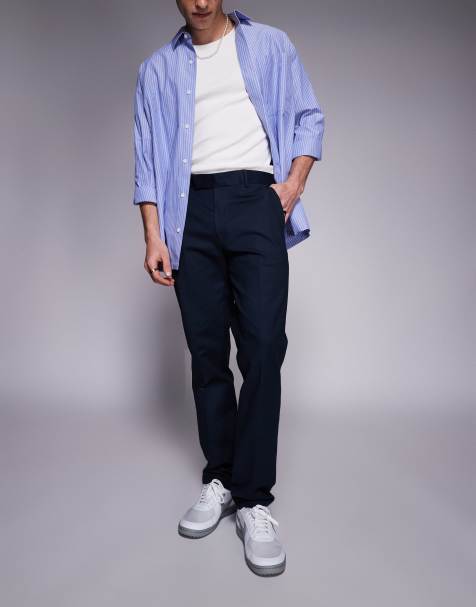River Island tailored chino pants in navy - view 1