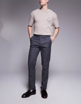 River Island tailored chino trousers in grey