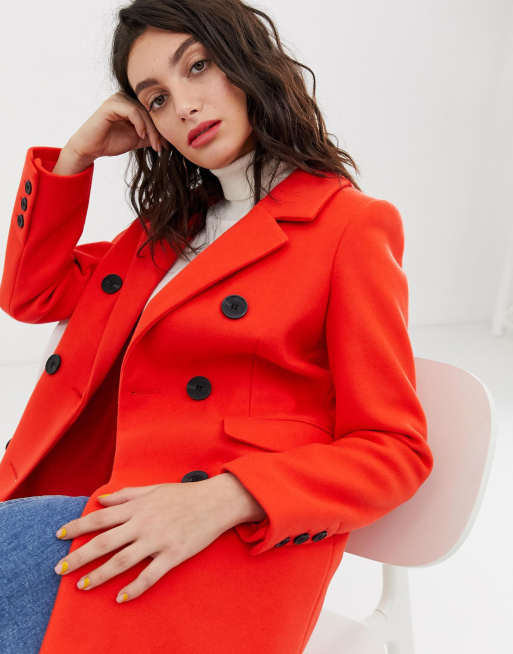 River island red store coat womens