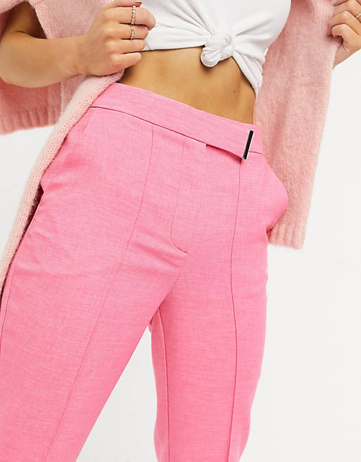 Women River Island tailored cropped trousers in pink 
