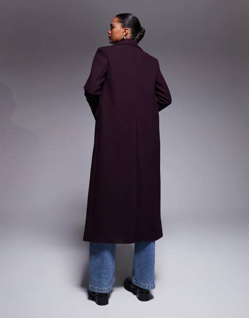 River Island tailored double breasted coat in burgundy, 4 of 4