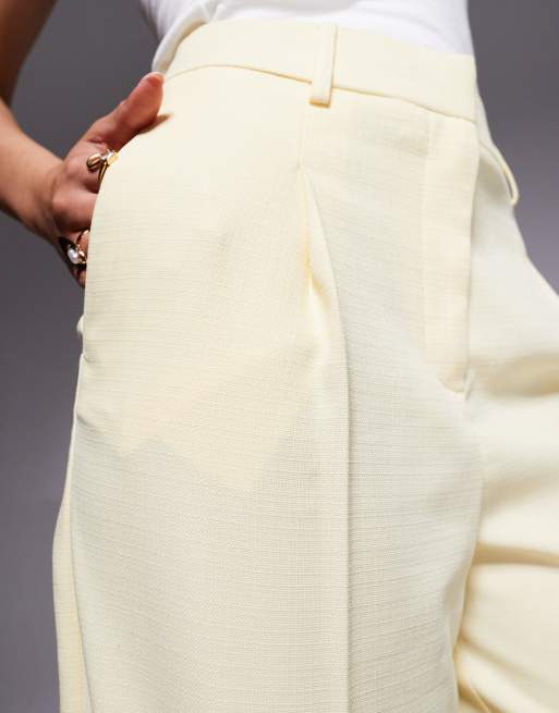 River Island tailored jorts co-ord in light yellow, 3 of 5