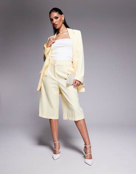 River Island tailored jorts in light yellow - part of a set - view 1