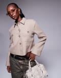 [River Island] River Island tailored linen overshirt in beige-Neutral 16 BEIGE