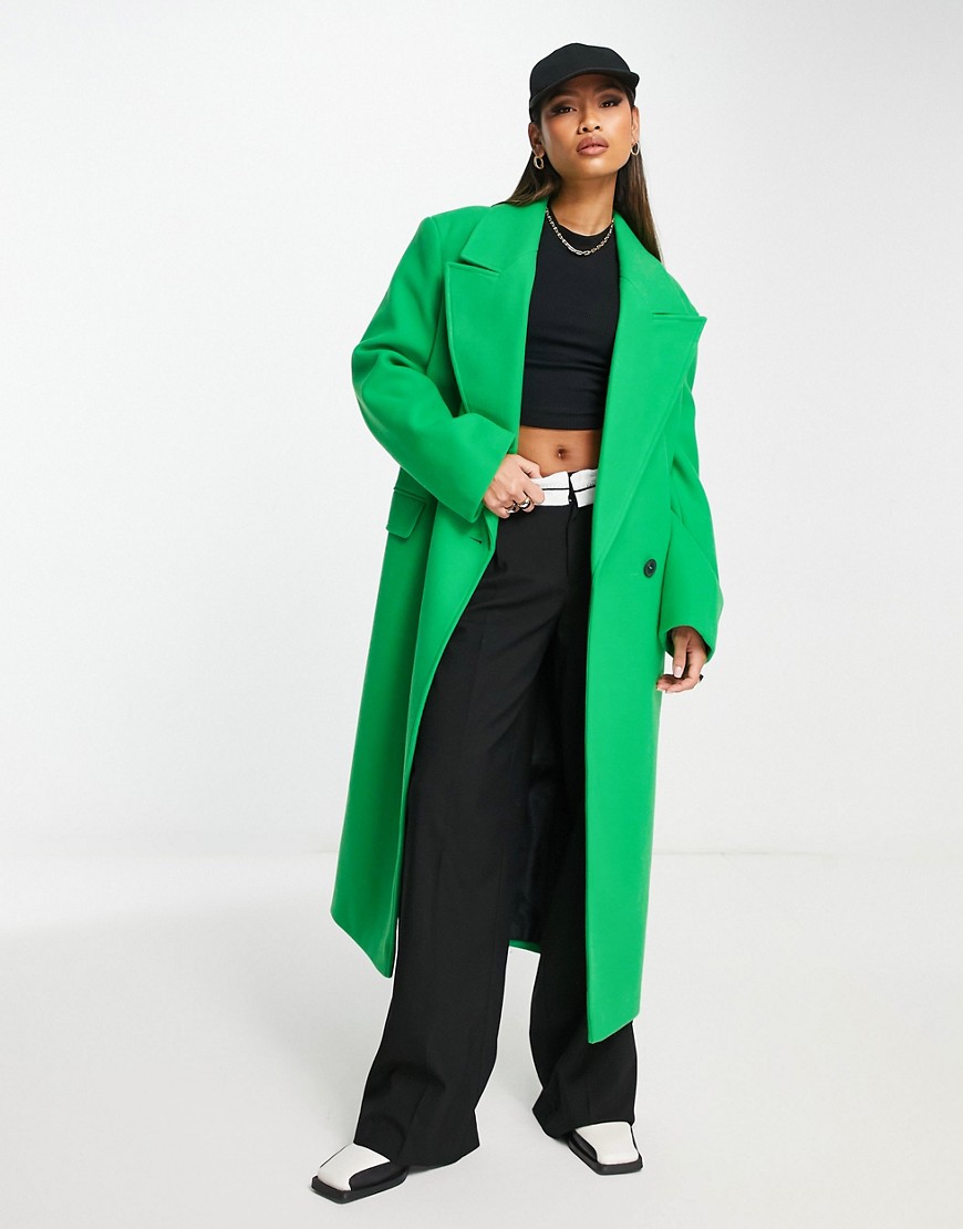 River Island tailored longline coat in bright green