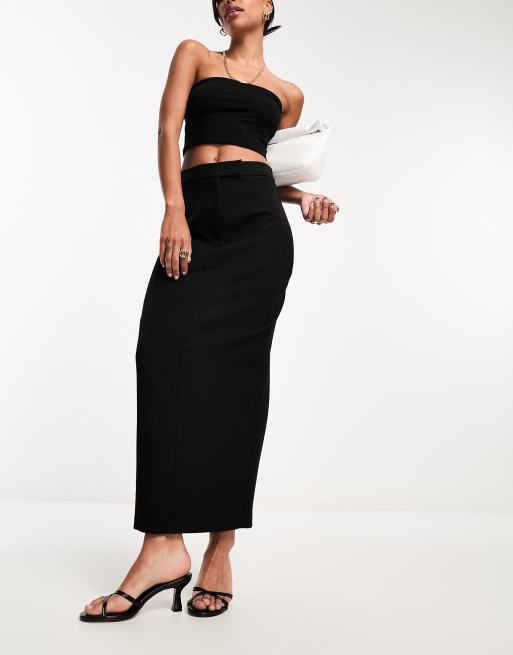 River Island tailored maxi skirt in black ASOS